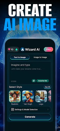 Wizard AI(AI图像生成软件)v1.0.9 免费版截图0