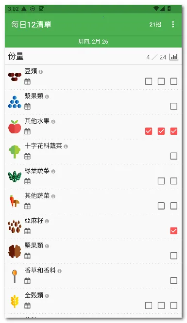 每日12清单(食物清单软件)v28 安卓版截图1