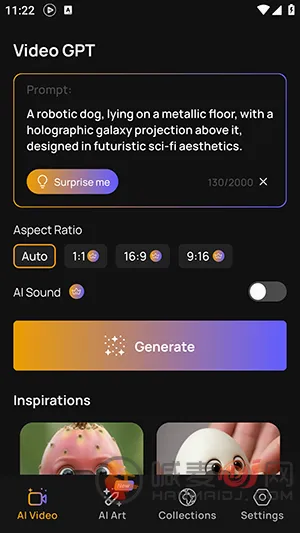 AI Video Generator��ҳ����ؼ���������Ƶ�����ͼ